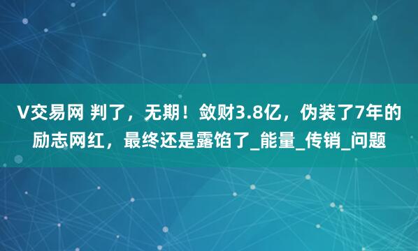 V交易网 判了，无期！敛财3.8亿，伪装了7年的励志网红，最终还是露馅了_能量_传销_问题
