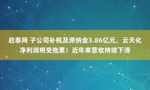 启泰网 子公司补税及滞纳金3.86亿元，云天化净利润将受拖累！近年来营收持续下滑